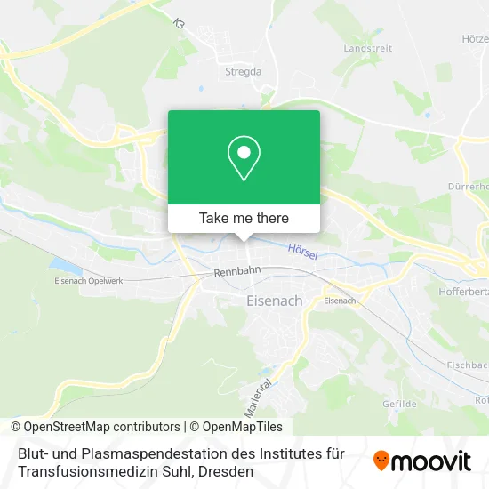 Карта Blut- und Plasmaspendestation des Institutes für Transfusionsmedizin Suhl