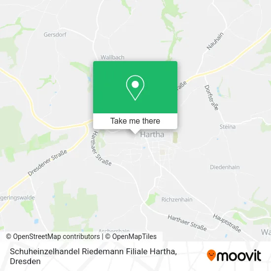 Карта Schuheinzelhandel Riedemann Filiale Hartha