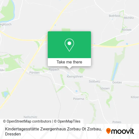 Карта Kindertagesstätte Zwergenhaus Zorbau Ot Zorbau