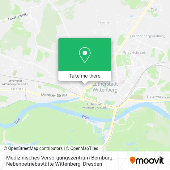 Карта Medizinisches Versorgungszentrum Bernburg Nebenbetriebsstätte Wittenberg