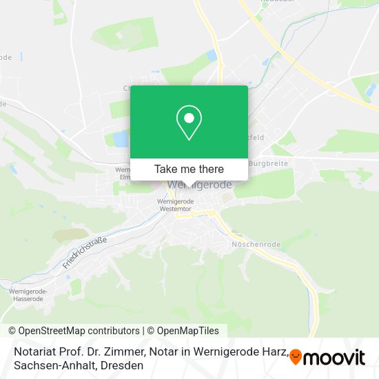 Карта Notariat Prof. Dr. Zimmer, Notar in Wernigerode Harz, Sachsen-Anhalt