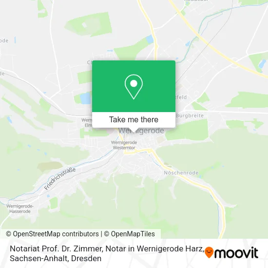 Карта Notariat Prof. Dr. Zimmer, Notar in Wernigerode Harz, Sachsen-Anhalt