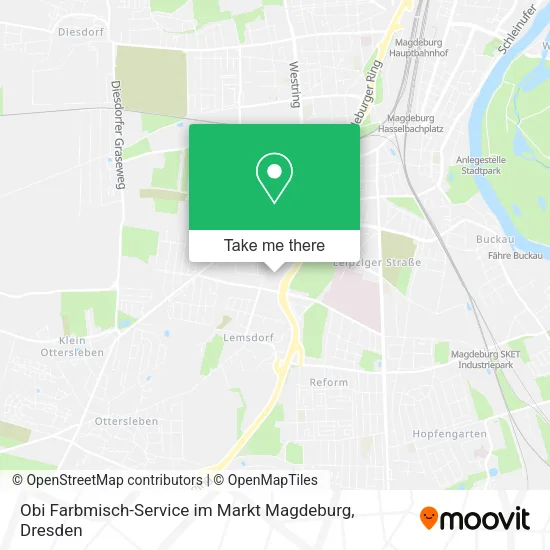 Карта Obi Farbmisch-Service im Markt Magdeburg