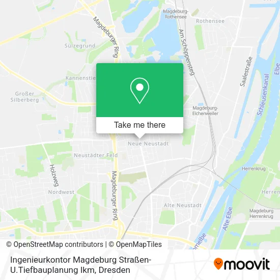 Карта Ingenieurkontor Magdeburg Straßen-U.Tiefbauplanung Ikm