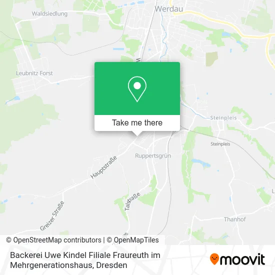Карта Backerei Uwe Kindel Filiale Fraureuth im Mehrgenerationshaus