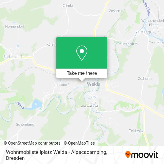 Карта Wohnmobilstellplatz Weida - Alpacacamping