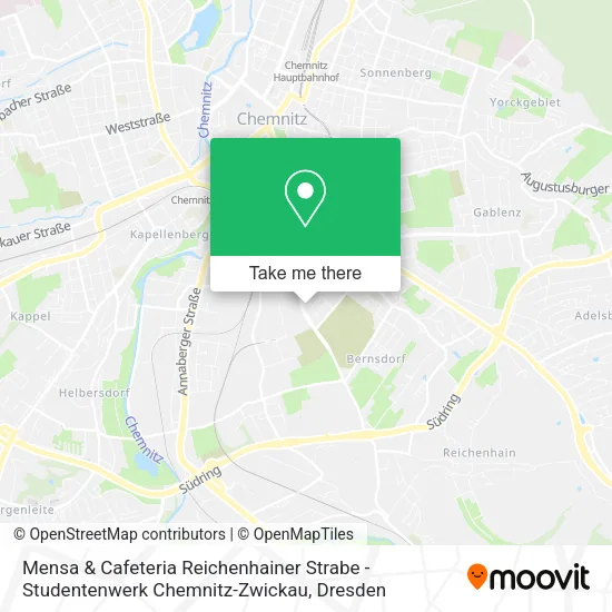 Карта Mensa & Cafeteria Reichenhainer Strabe - Studentenwerk Chemnitz-Zwickau