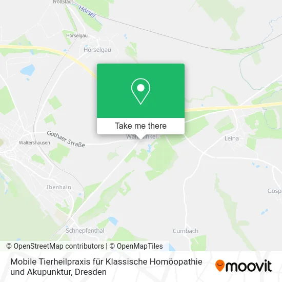Карта Mobile Tierheilpraxis für Klassische Homöopathie und Akupunktur