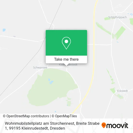 Карта Wohnmobilstellplatz am Storchennest, Breite Strabe 1, 99195 Kleinrudestedt