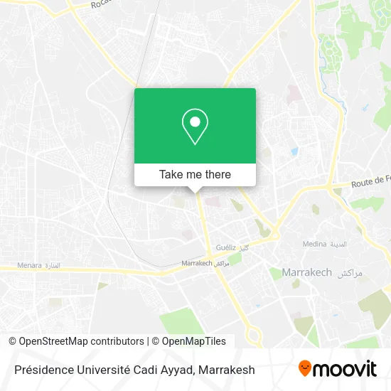Présidence Université Cadi Ayyad map