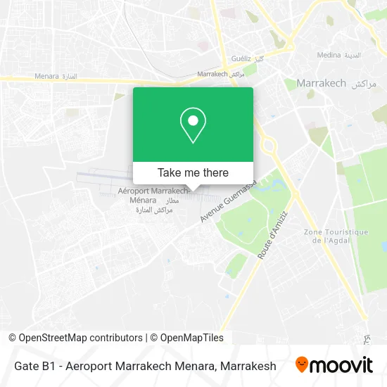 Gate B1 - Aeroport Marrakech Menara map
