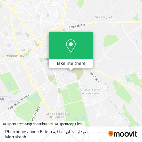 Pharmacie Jnane El Afia صيدلية جنان العافية plan