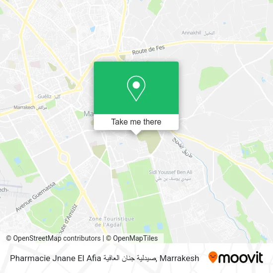 Pharmacie Jnane El Afia صيدلية جنان العافية map