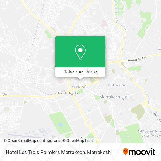 Hotel Les Trois Palmiers Marrakech map