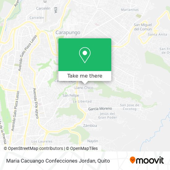 Mapa de Maria Cacuango Confecciones Jordan
