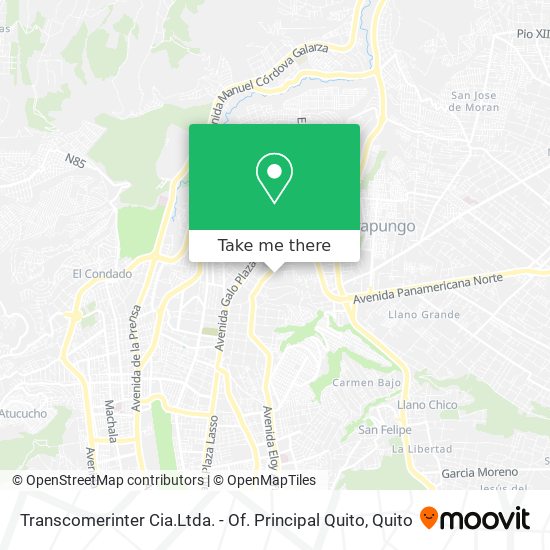 Mapa de Transcomerinter Cia.Ltda. - Of. Principal Quito