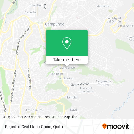 Mapa de Registro Civil Llano Chico