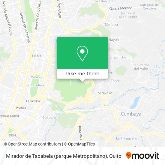 Mapa de Mirador de Tababela (parque Metropolitano)