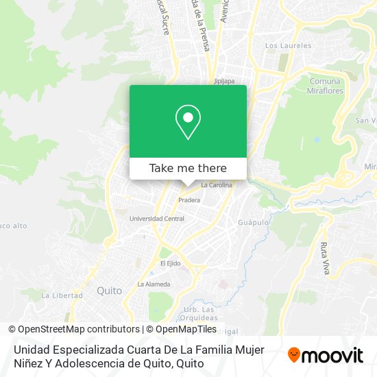 Mapa de Unidad Especializada Cuarta De La Familia Mujer Niñez Y Adolescencia de Quito