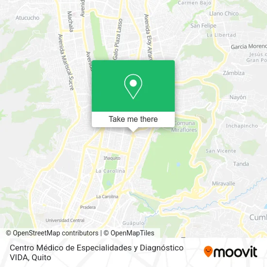 Mapa de Centro Médico de Especialidades y Diagnóstico VIDA