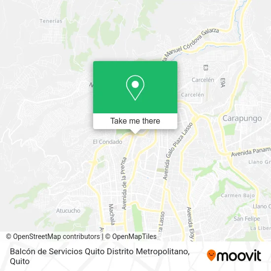 Mapa de Balcón de Servicios Quito Distrito Metropolitano
