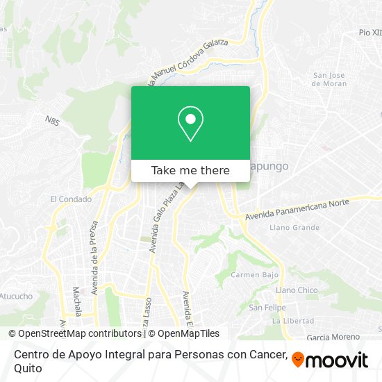 Mapa de Centro de Apoyo Integral para Personas con Cancer