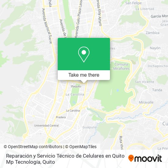 Mapa de Reparación y Servicio Técnico de Celulares en Quito Mp Tecnología