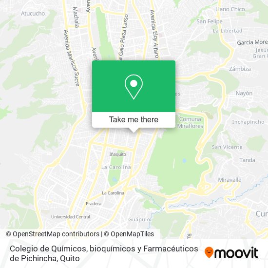 Mapa de Colegio de Químicos, bioquímicos y Farmacéuticos de Pichincha
