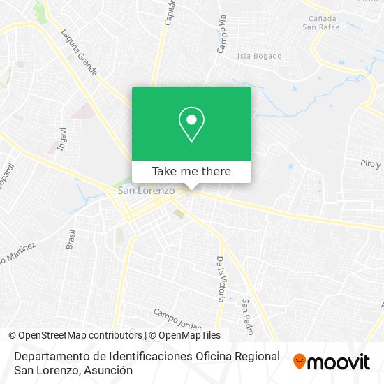 Mapa de Departamento de Identificaciones Oficina Regional San Lorenzo