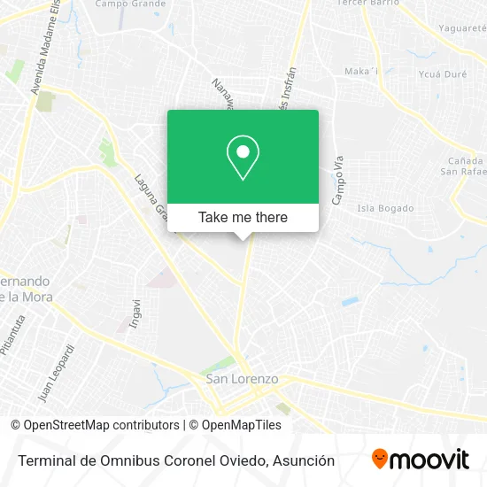Terminal de Omnibus Coronel Oviedo map