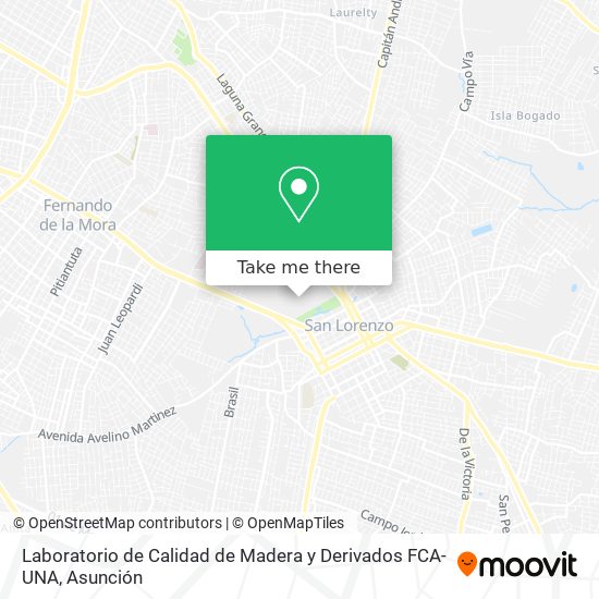 Laboratorio de Calidad de Madera y Derivados FCA-UNA map