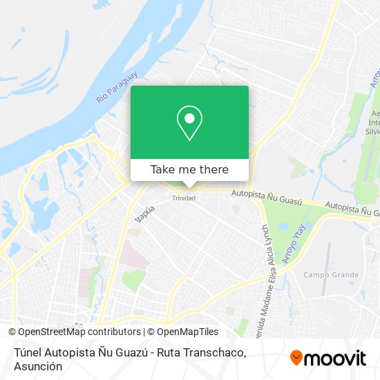 Mapa de Túnel Autopista Ñu Guazú - Ruta Transchaco