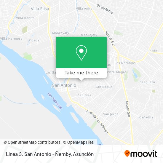 Mapa de Linea 3. San Antonio - Ñemby