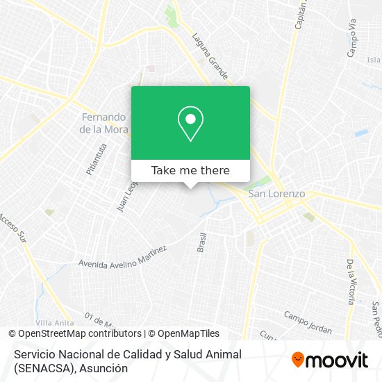 Servicio Nacional de Calidad y Salud Animal (SENACSA) map