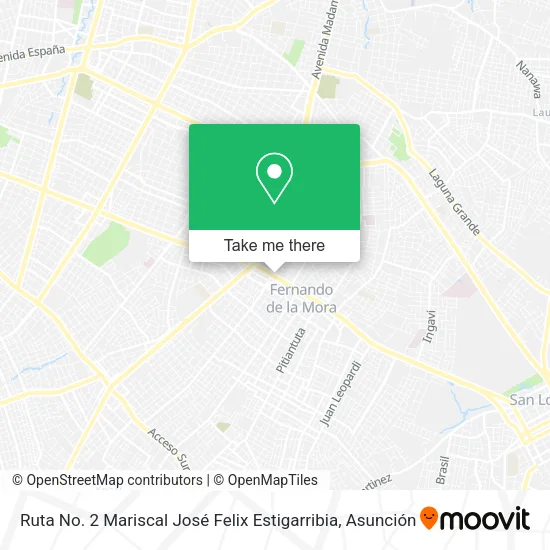Ruta No. 2 Mariscal José Felix Estigarribia map