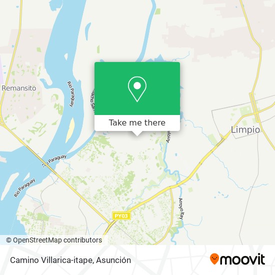 Camino Villarica-itape map