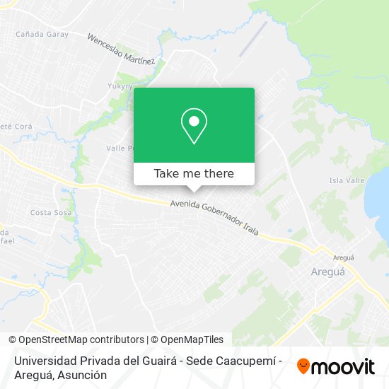 Mapa de Universidad Privada del Guairá - Sede Caacupemí - Areguá