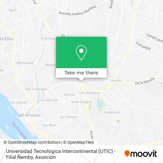 Universidad Tecnológica Intercontinental (UTIC) - Filial Ñemby map