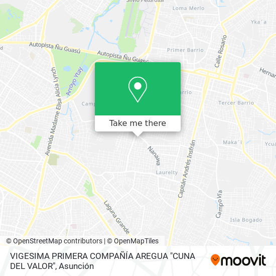 VIGESIMA PRIMERA COMPAÑÍA AREGUA "CUNA DEL VALOR" map