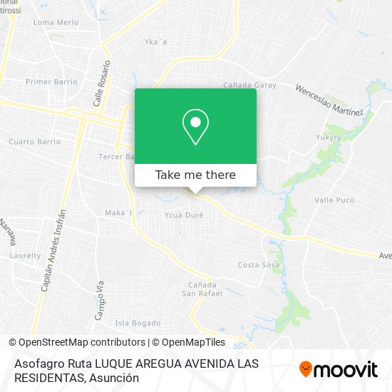 Asofagro Ruta LUQUE AREGUA AVENIDA LAS RESIDENTAS map
