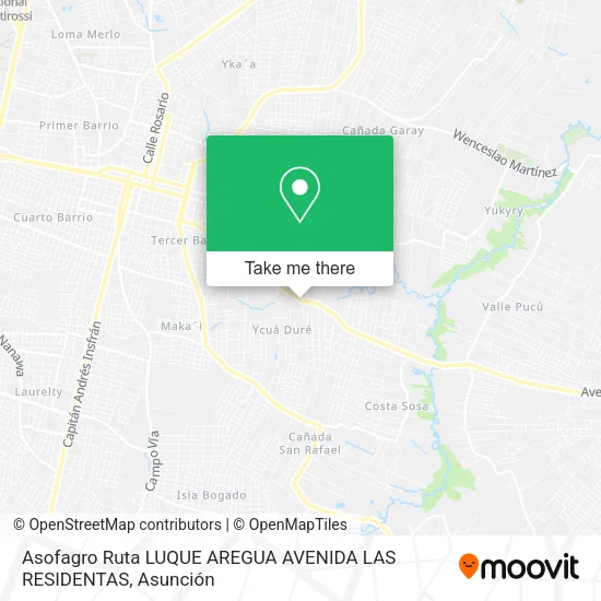 Mapa de Asofagro Ruta LUQUE AREGUA AVENIDA LAS RESIDENTAS