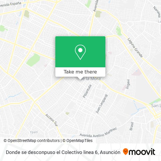 Mapa de Donde se desconpuso el Colectivo linea 6