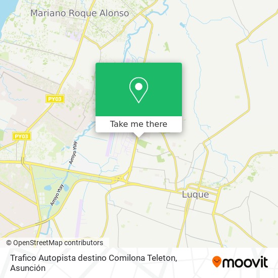 Trafico Autopista destino Comilona Teleton map