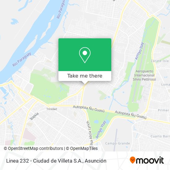 Mapa de Linea 232 - Ciudad de Villeta S.A.