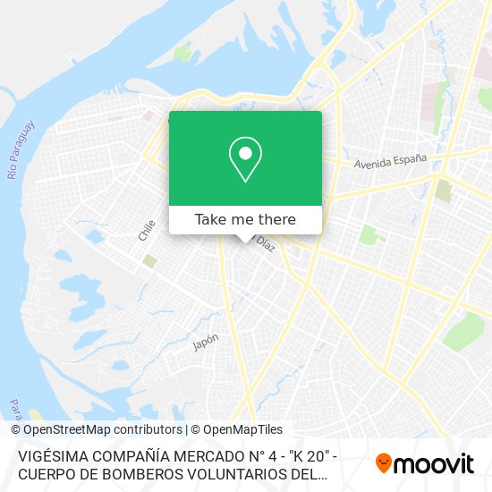 VIGÉSIMA COMPAÑÍA MERCADO N° 4 - "K 20" - CUERPO DE BOMBEROS VOLUNTARIOS DEL PARAGUAY map
