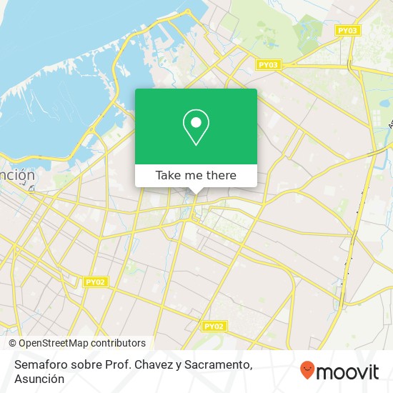 Semaforo sobre Prof. Chavez y Sacramento map