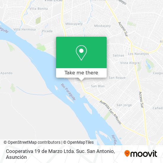 Mapa de Cooperativa 19 de Marzo Ltda. Suc. San Antonio
