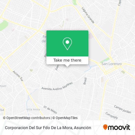 Mapa de Corporacion Del Sur Fdo De La Mora