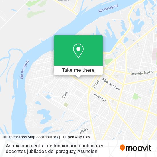 Asociacion central de funcionarios publicos y docentes jubilados del paraguay map