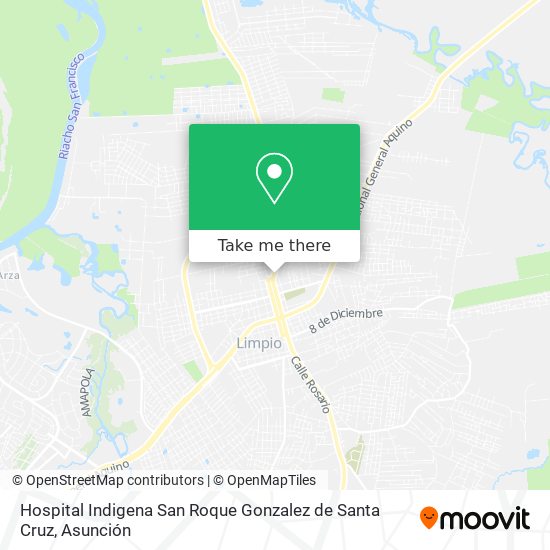 Mapa de Hospital Indigena San Roque Gonzalez de Santa Cruz